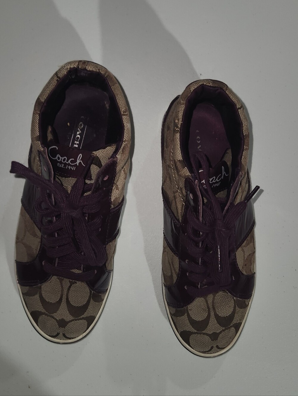 Coach Patent & Canvas High Top Monogram Sneakers Size 6.5 - Picture 7 of 8